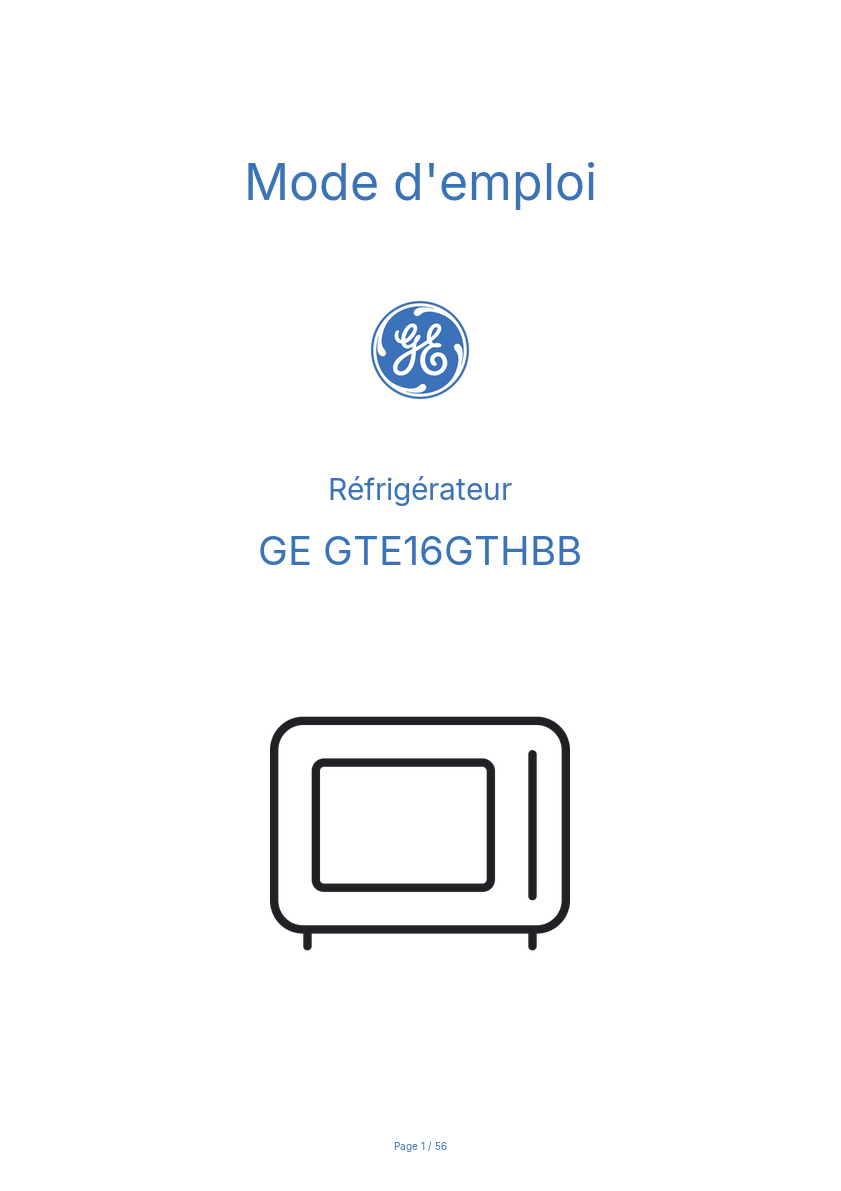 Page n°1 - Mode d'emploi GE GTE16GTHBB