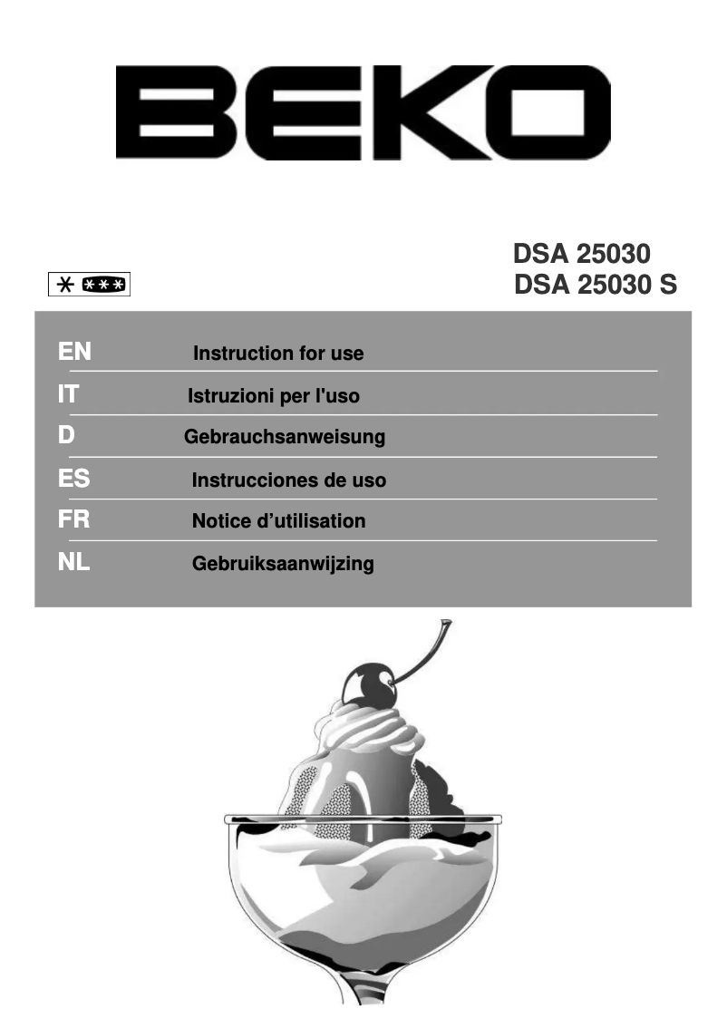 Page 1 de la notice Manuel utilisateur Beko DSA 25030 S