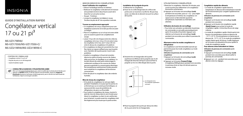 Page 1 de la notice Guide de démarrage rapide Insignia NS-UZ17SS0