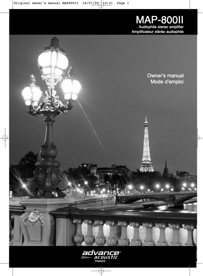 Page n°1 - Manuel utilisateur Advance Acoustic MAP 800 II