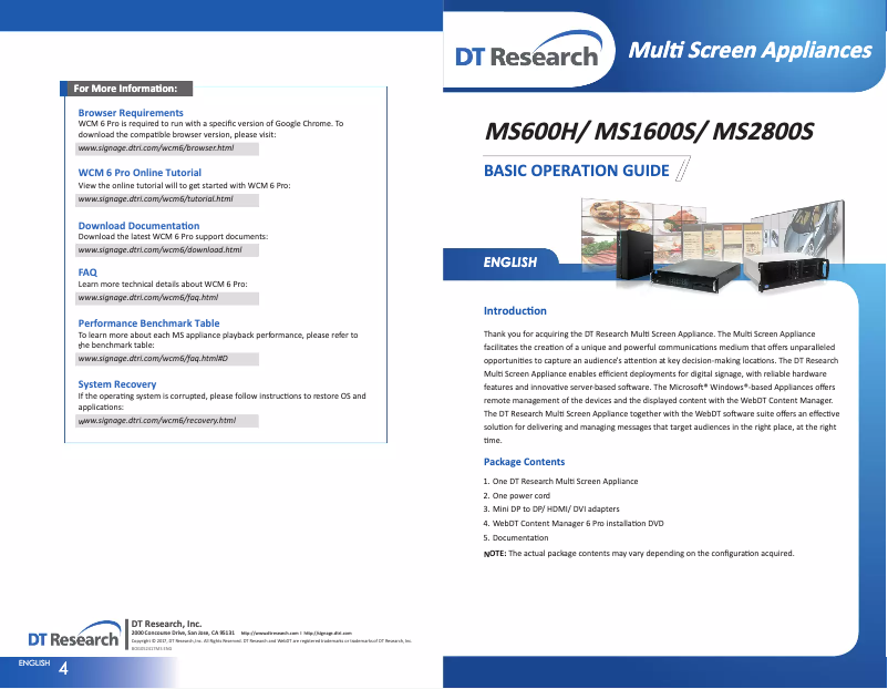 Page 1 de la notice Manuel utilisateur DT Research MS2800S-16