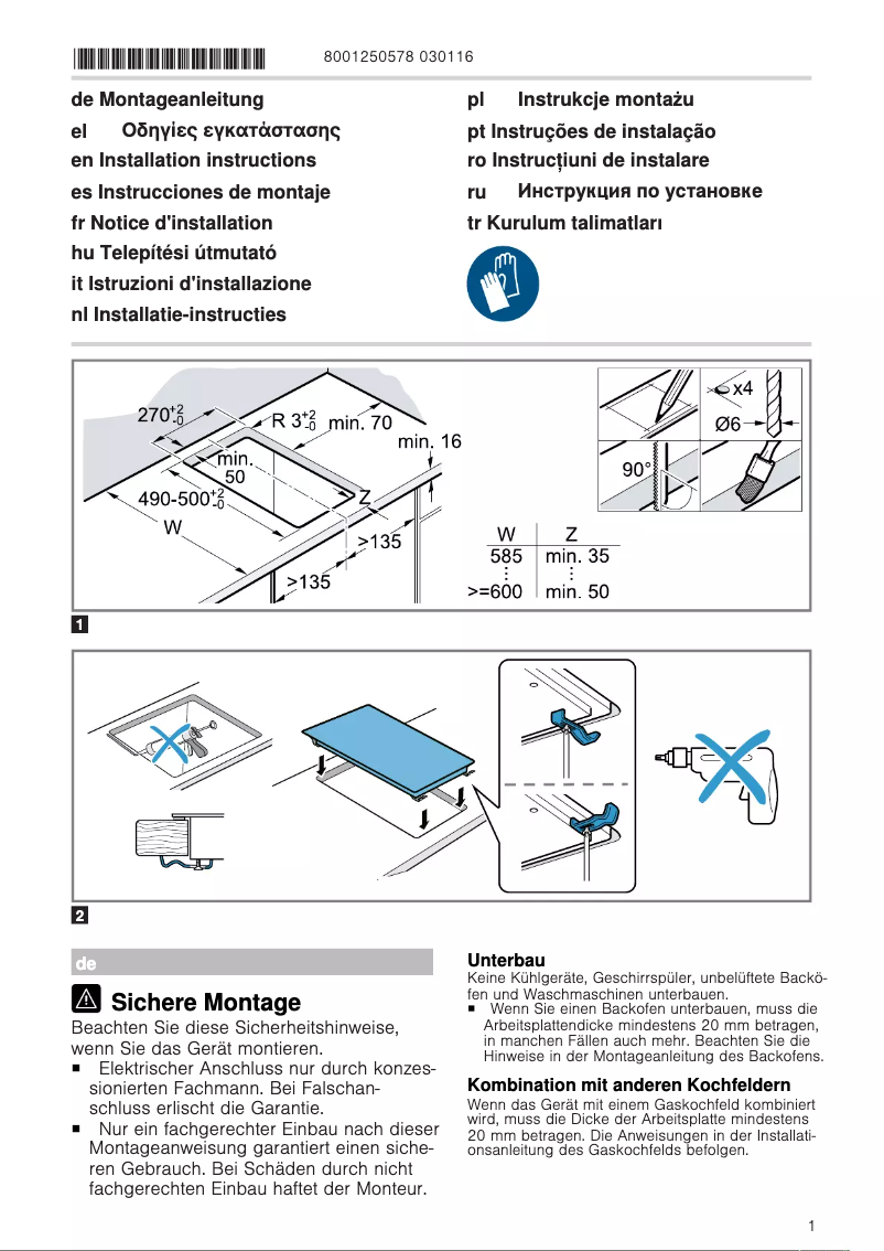Página 1 del manual Guía de instalación Siemens ET375CFA1E
