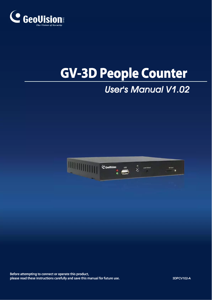 Page n°1 - Manuel utilisateur Geovision GV-3D