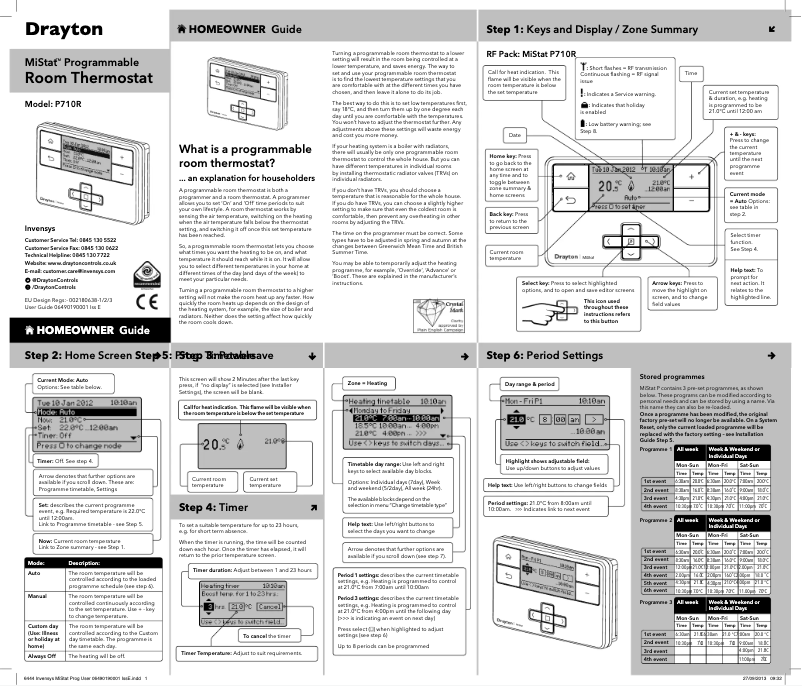 Page 1 de la notice Manuel utilisateur Drayton MiStat