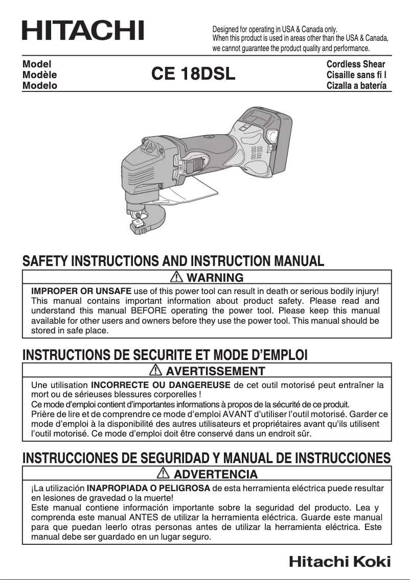 Image de la première page du manuel de l'appareil CE18DSLP4