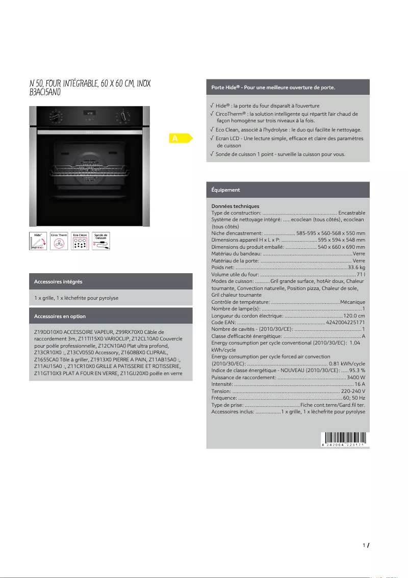 Image de la première page du manuel de l'appareil B3ACI5AN0