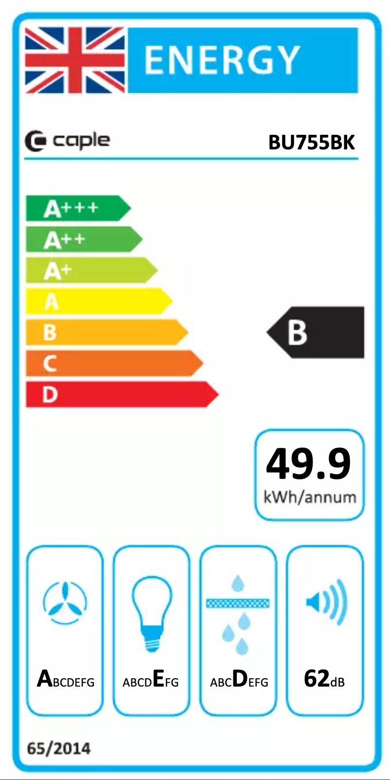 Page n°1 - Label énergétique Caple BU755BK