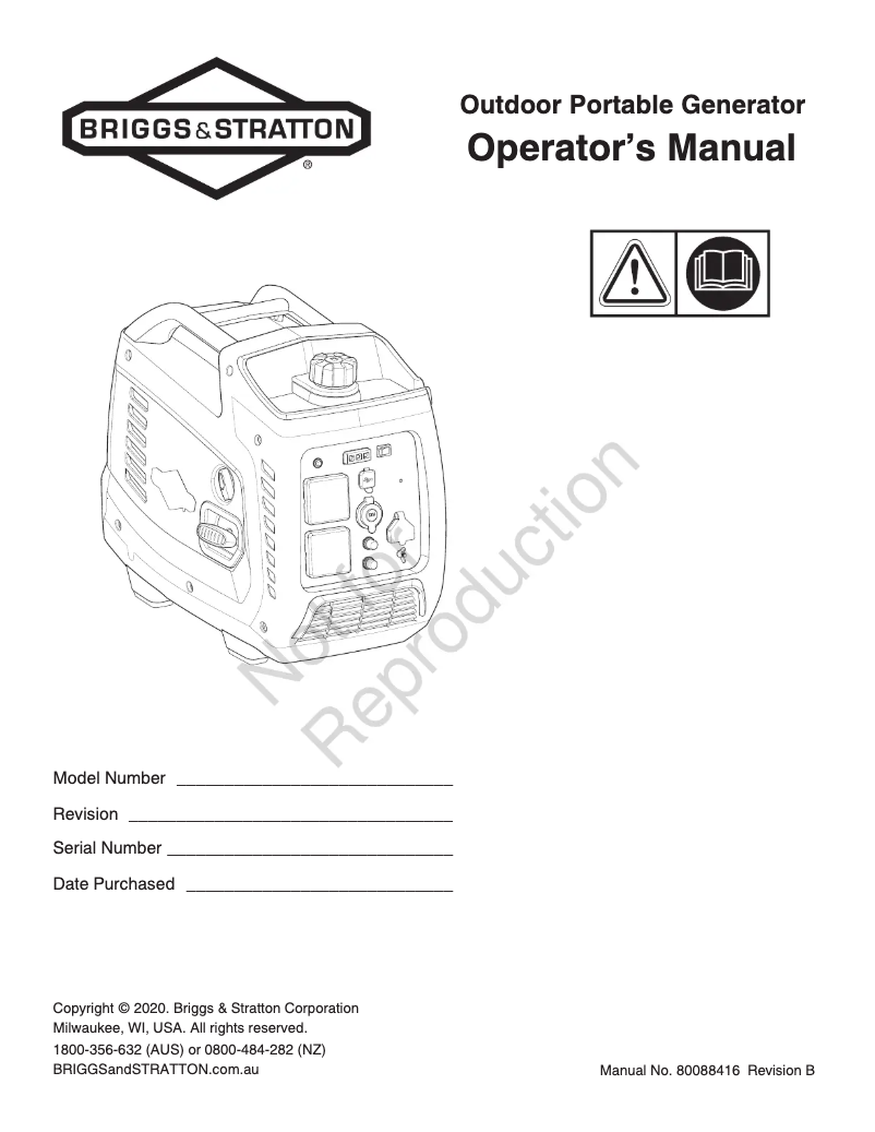 Page 1 de la notice Manuel utilisateur Briggs & Stratton P2400
