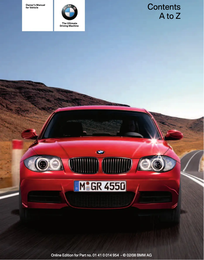 Page 1 de la notice Manuel utilisateur BMW 135i Convertible (2008)