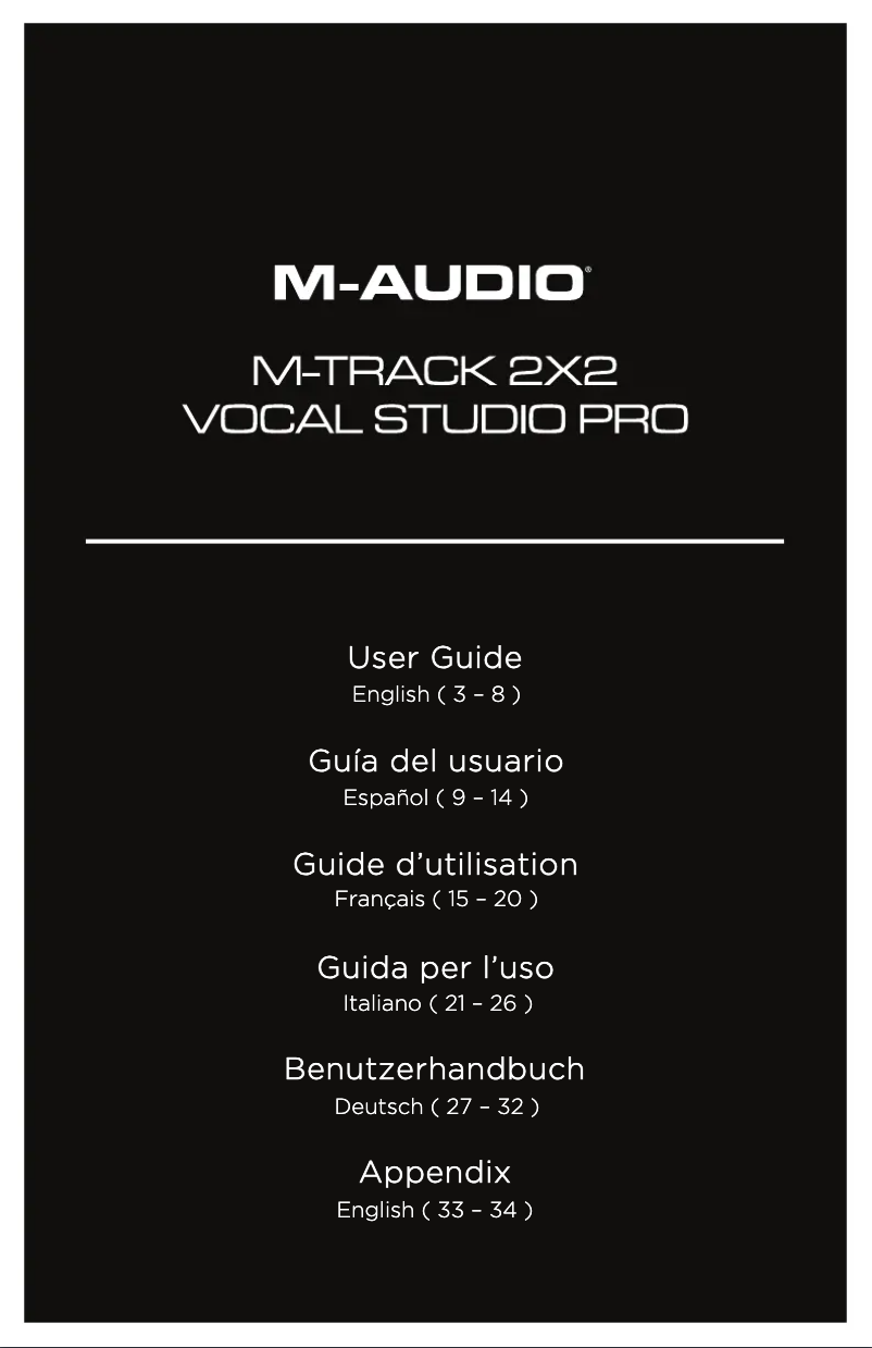 Image de la première page du manuel de l'appareil M-Track 2X2 Vocal Studio Pro