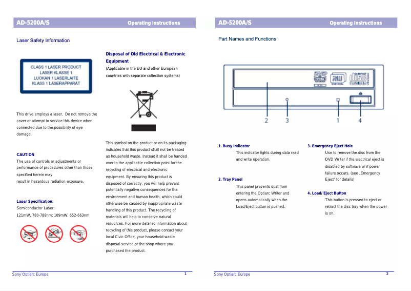 Image de la première page du manuel de l'appareil AD-5200S