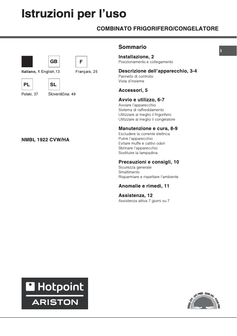 Image de la première page du manuel de l'appareil NMBL 1922 CVW/HA
