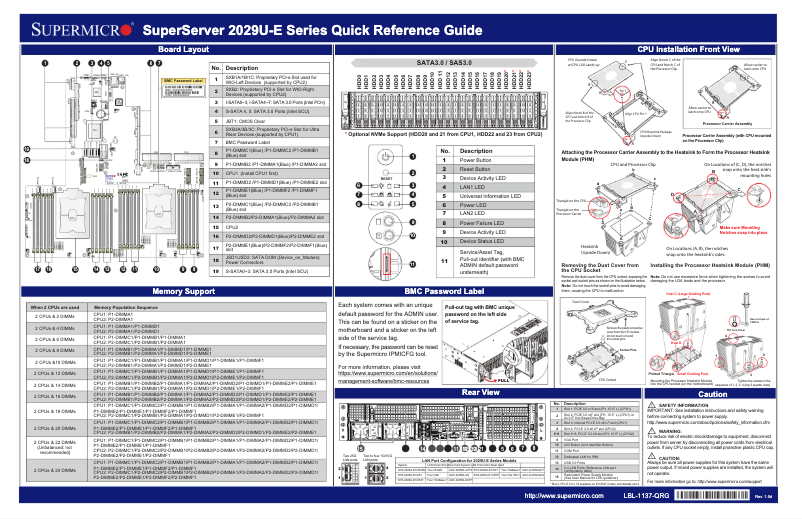 Page 1 de la notice Guide de démarrage rapide Supermicro SuperServer 2029U-E1CR25M