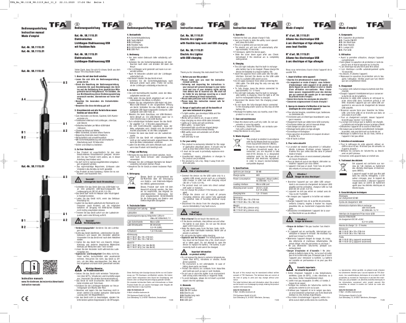 Page 1 de la notice Manuel utilisateur TFA 98.1119.01