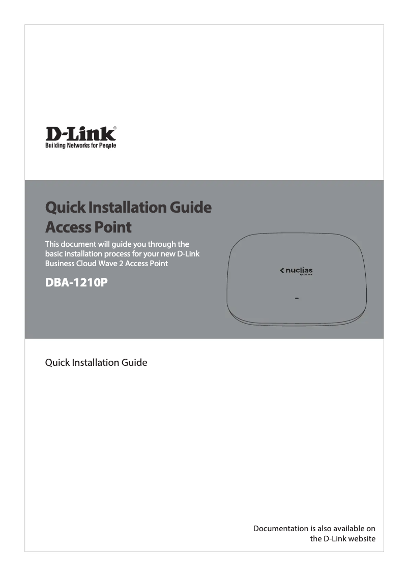 Page n°1 - Guide d'installation D-Link DBA-1210P