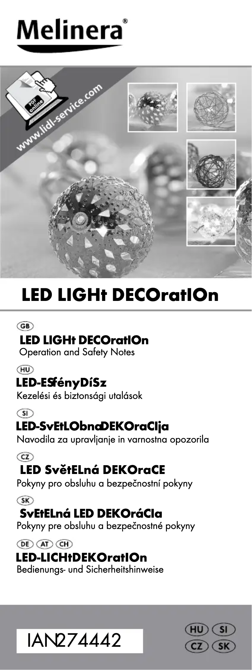 Page 1 de la notice Manuel utilisateur Melinera IAN 274442