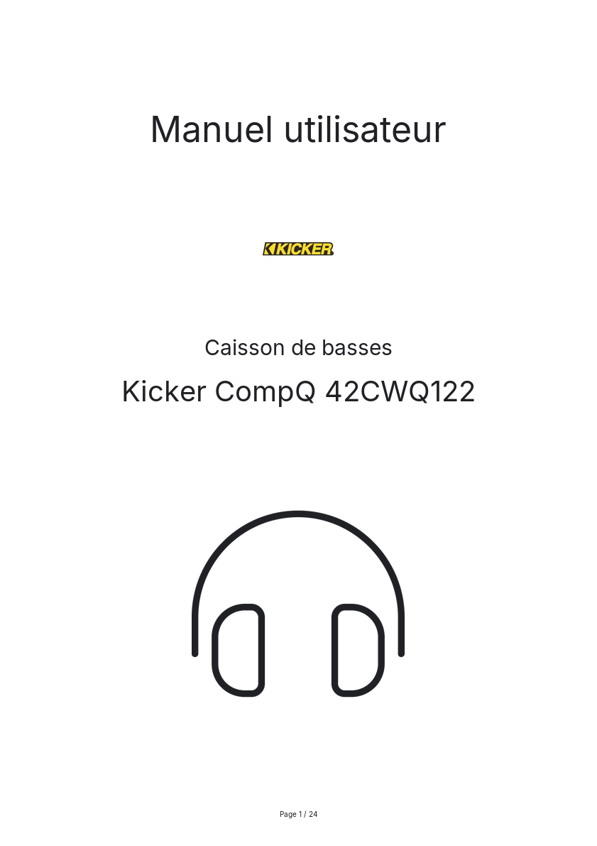 Page n°1 - Manuel utilisateur Kicker CompQ 42CWQ122