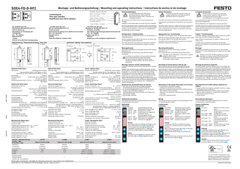 Page 1 de la notice Manuel utilisateur Festo SOE4-FO-D-HF2-1N-M8
