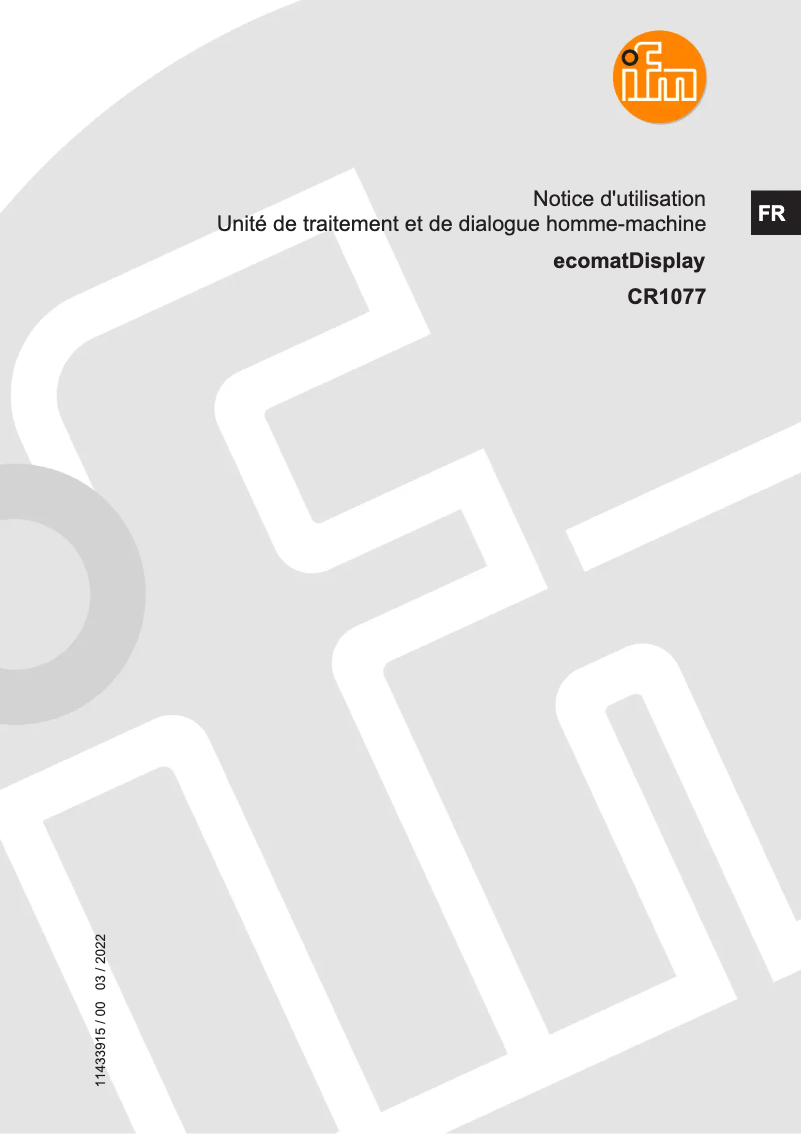 Page 1 de la notice Manuel utilisateur IFM CR1077