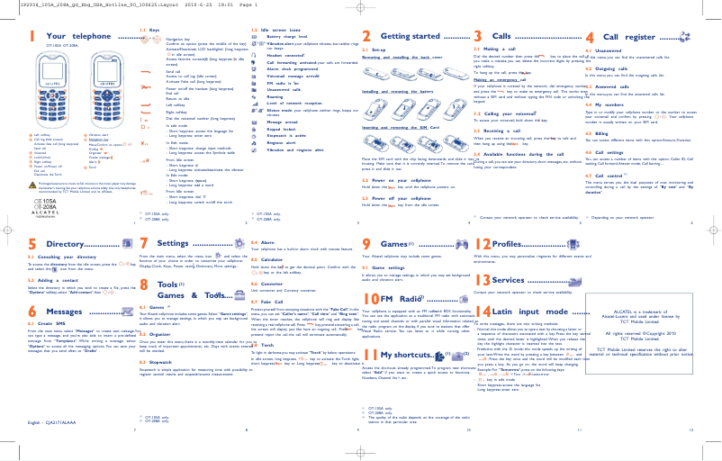 Image de la première page du manuel de l'appareil One Touch 108