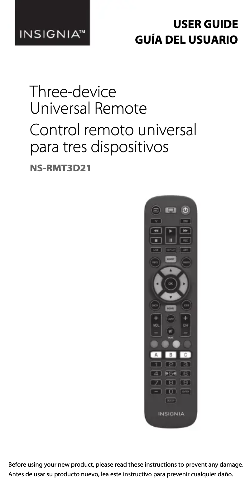 Page 1 of the manual User Manual Insignia NS-RMT3D21