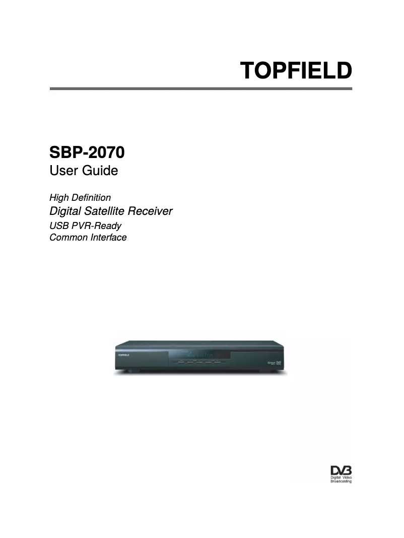 Page n°1 - Manuel utilisateur Topfield SBP-2070