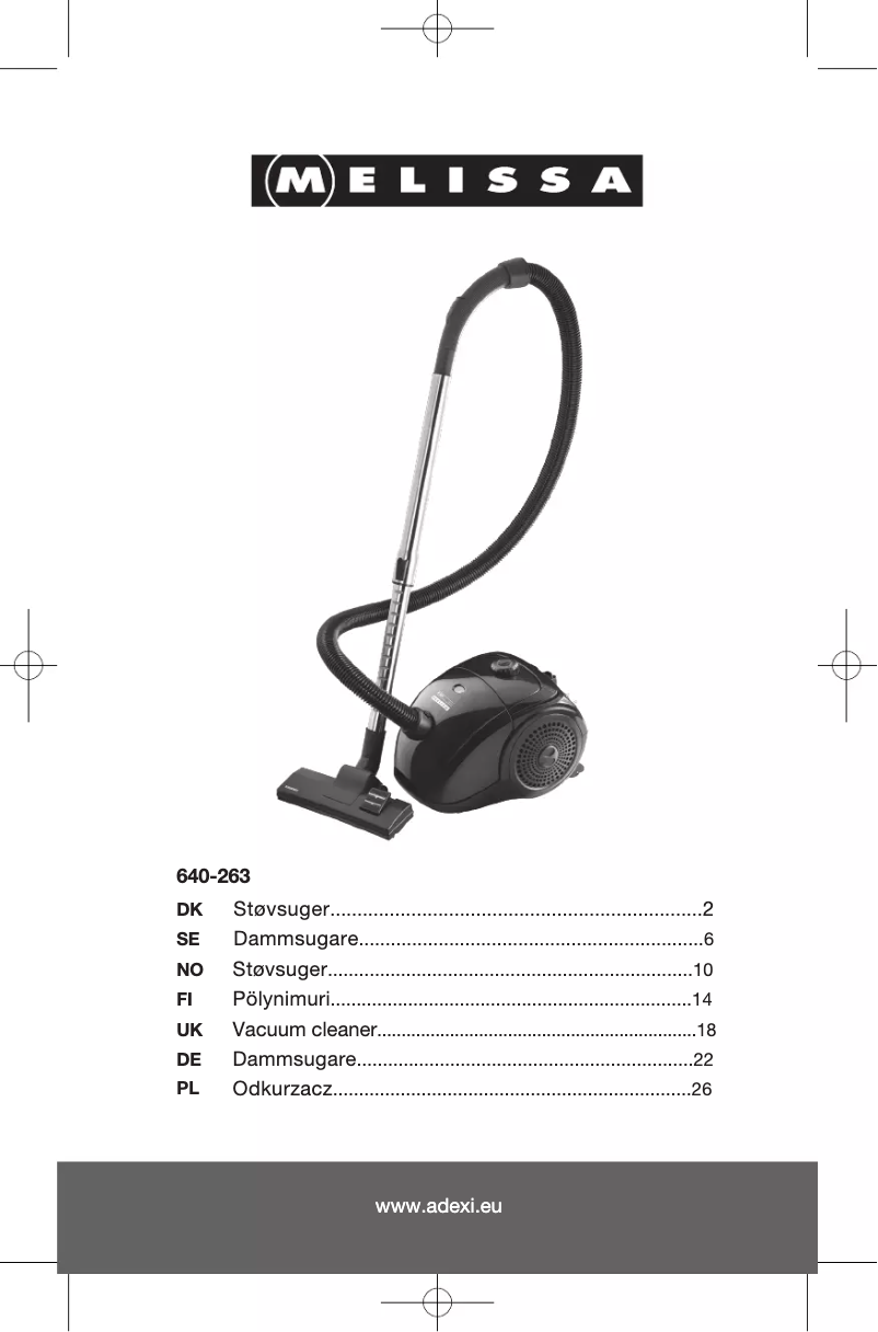Page 1 de la notice Manuel utilisateur Melissa 640-263