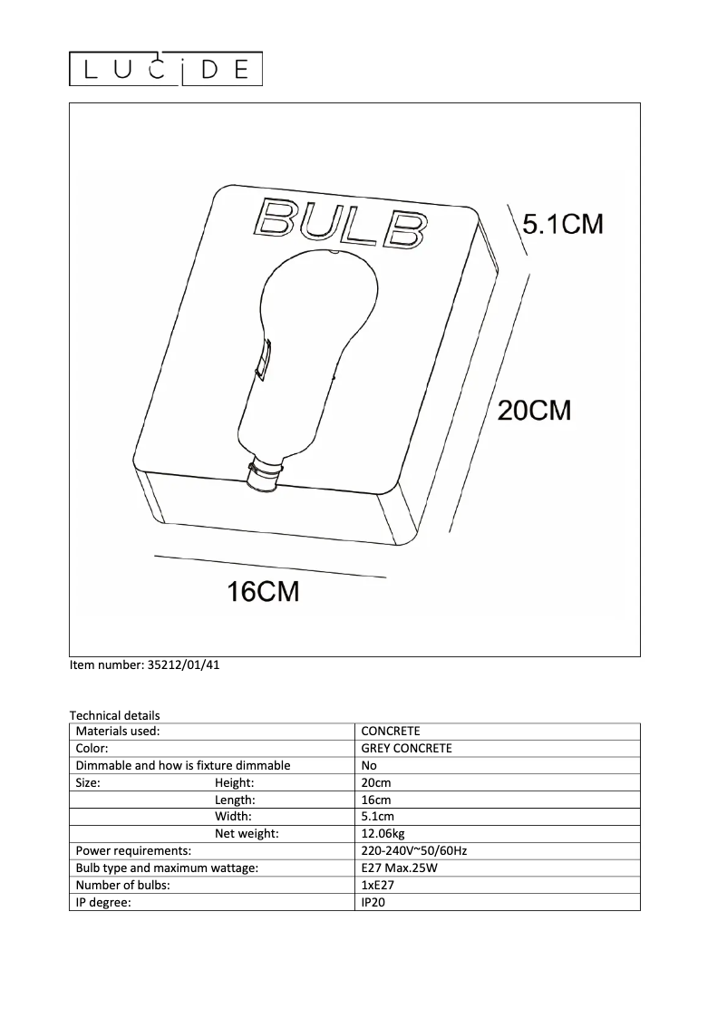 Page n°1 - Manuel utilisateur Lucide Dwight 35212/01/41