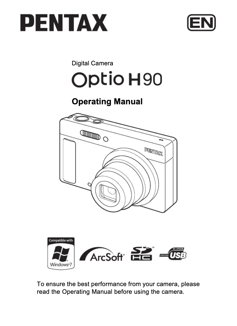Page 1 de la notice Manuel utilisateur Pentax Optio H90