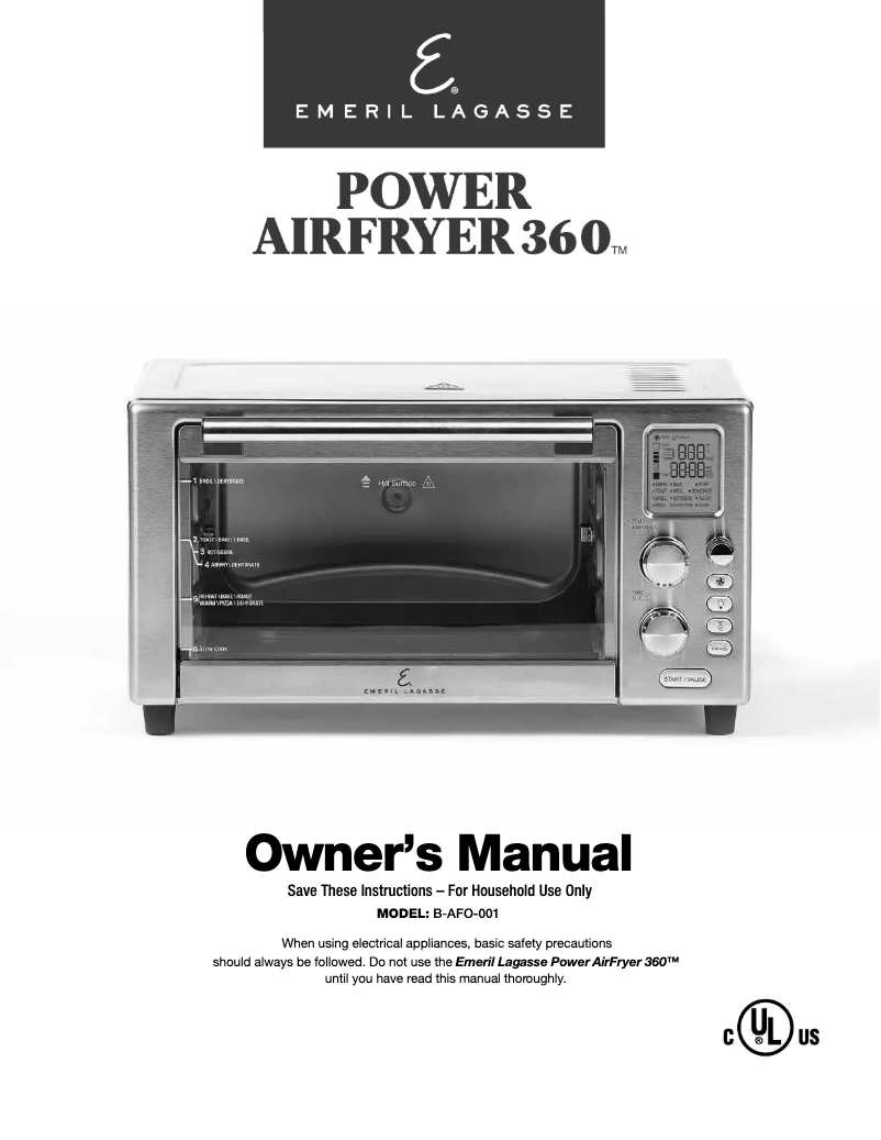 Página 1 del manual Manual de usuario Emeril Lagasse Power AirFryer 360 B-AFO-001