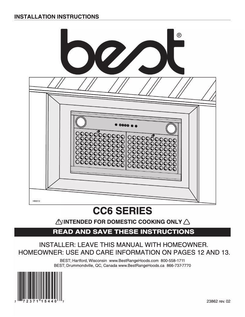 Page n°1 - Guide d'installation Best CC65I28SB