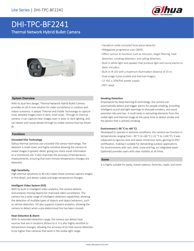 Page n°1 - Fiche technique Dahua Technology TPC-BF2241