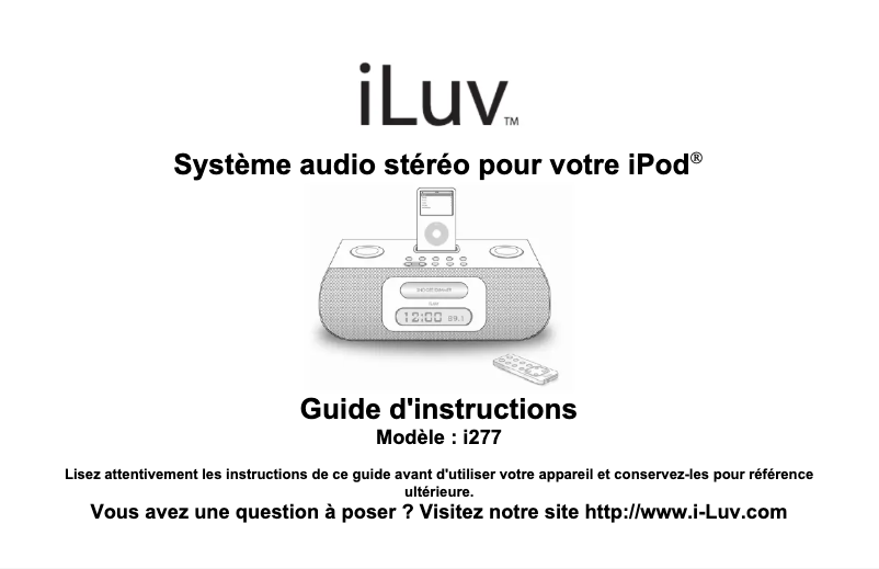 Page 1 de la notice Manuel utilisateur iLuv i277