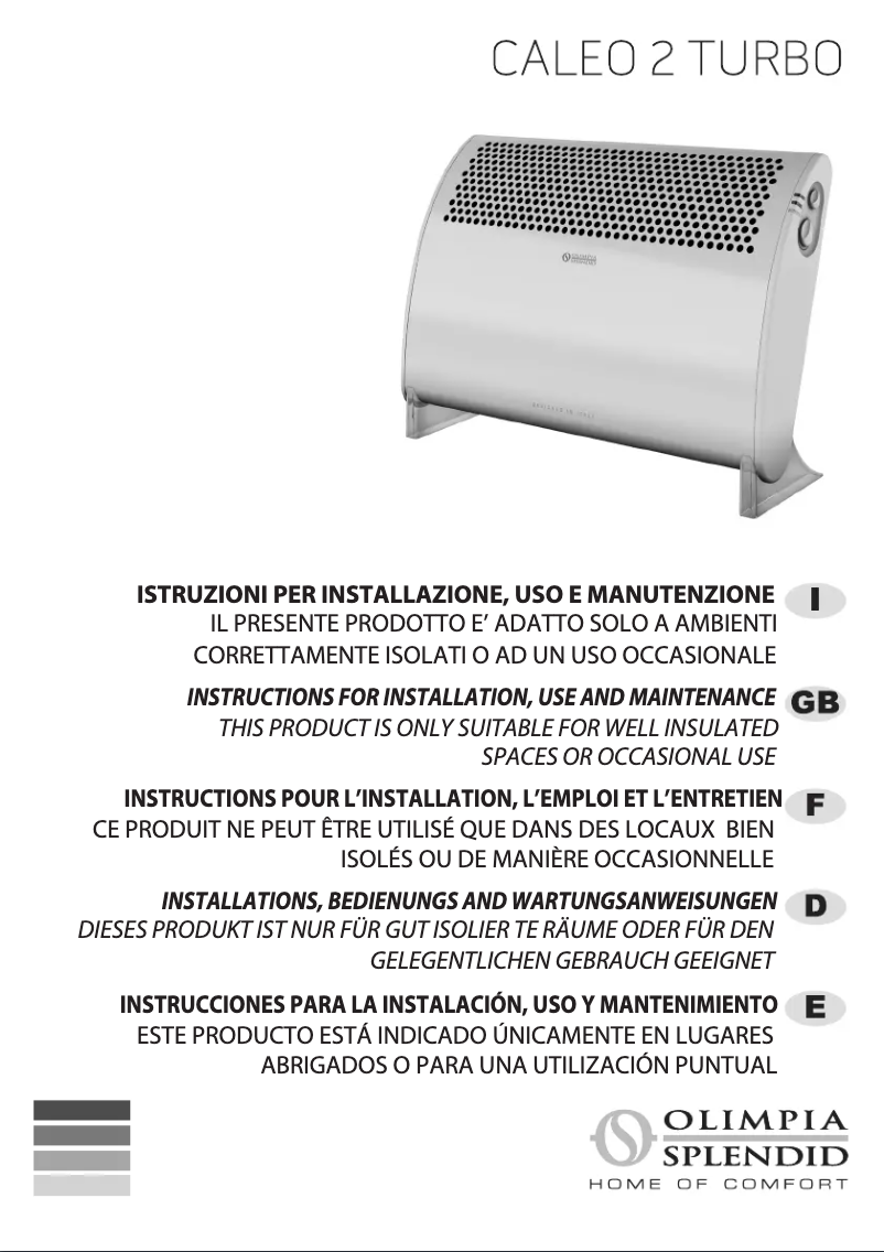Page 1 de la notice Manuel utilisateur Olimpia Splendid Caleo T