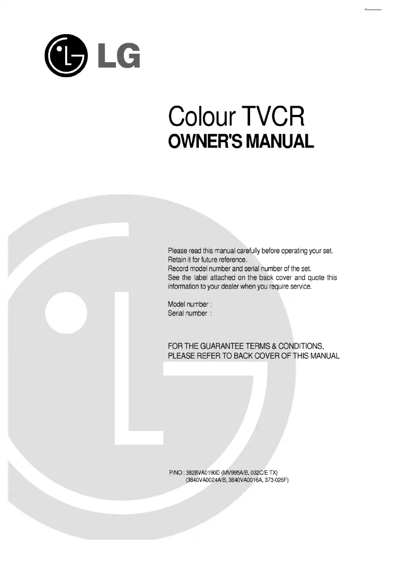 Page n°1 - Manuel utilisateur LG KE-20P30X