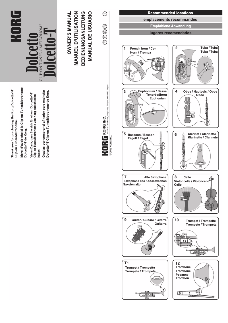 Page 1 de la notice Manuel utilisateur Korg Dolcetto