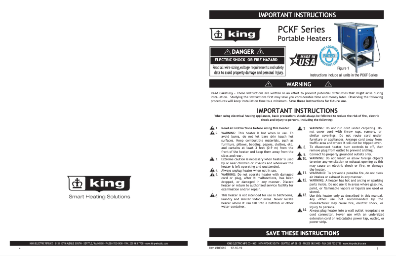 Page 1 de la notice Manuel utilisateur King PCKF2410-3