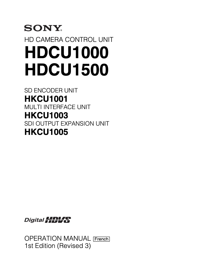 Page n°1 - Manuel utilisateur Sony HKCU1005