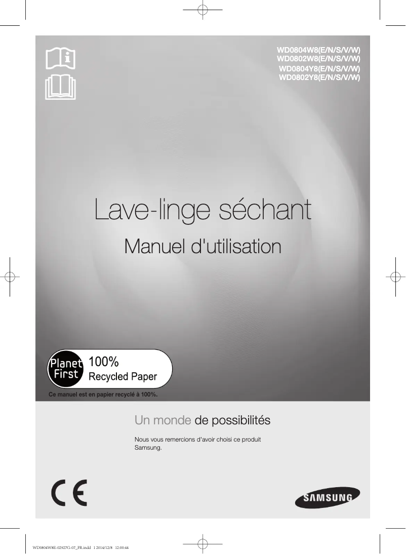 Page n°1 - Manuel utilisateur Samsung WD0804Y8E