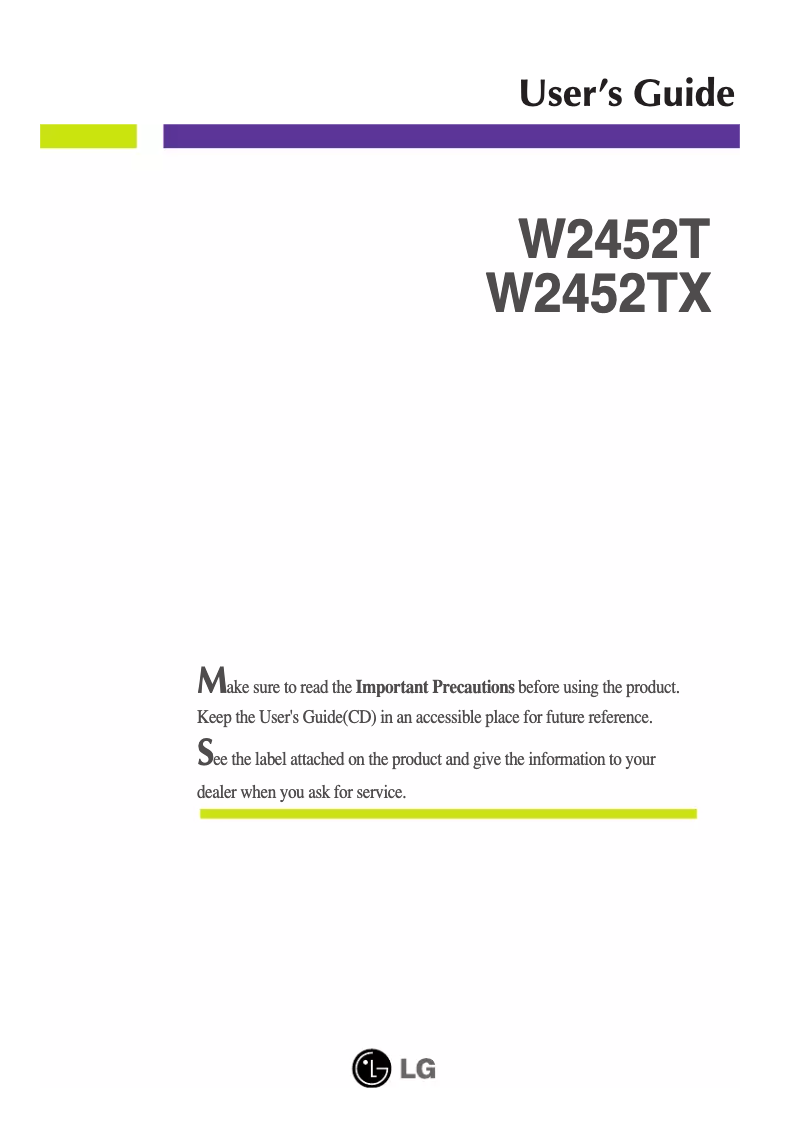 Page n°1 - Manuel utilisateur LG W2452TX