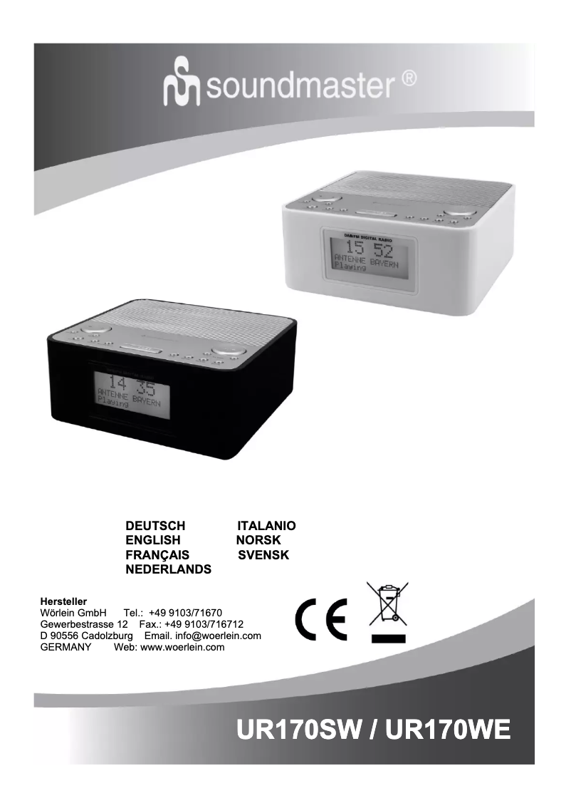 Page 1 de la notice Manuel utilisateur Soundmaster UR170SW