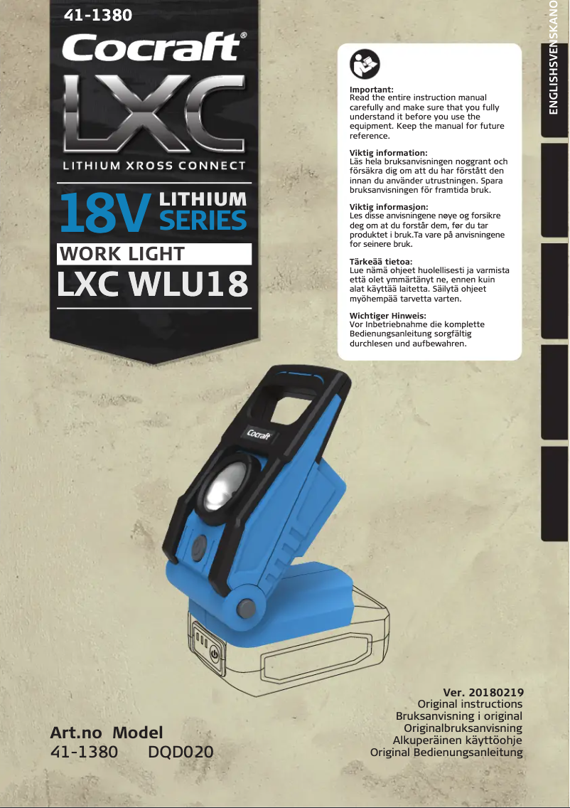 Page 1 de la notice Manuel utilisateur Cocraft LXC WLU18