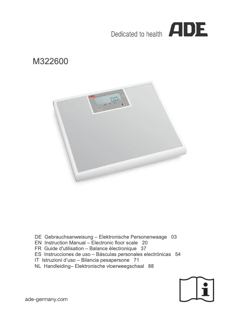 Page 1 de la notice Manuel utilisateur ADE M322600