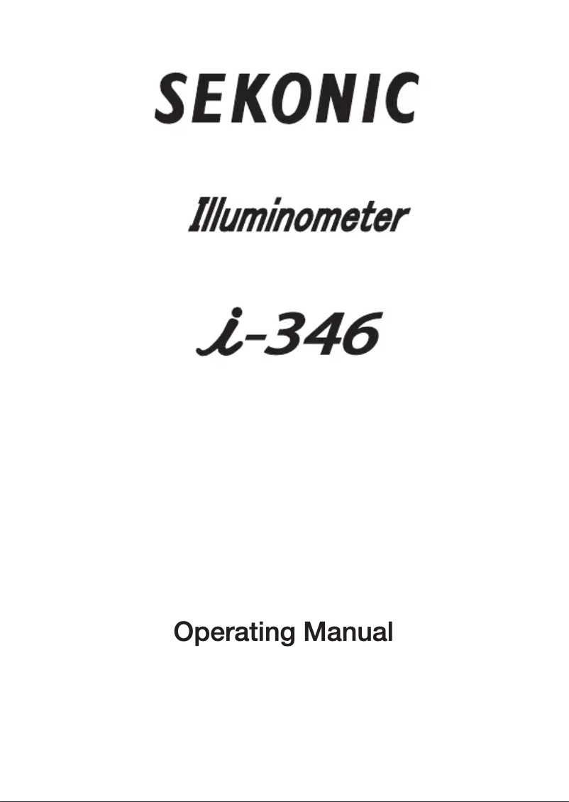 Page 1 de la notice Manuel utilisateur Sekonic Illuminometer I-346