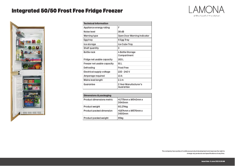 Page 1 de la notice Fiche technique Lamona LAM6251