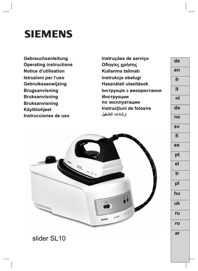 Page 1 de la notice Manuel utilisateur Siemens Slider SL 10 Power TS16122