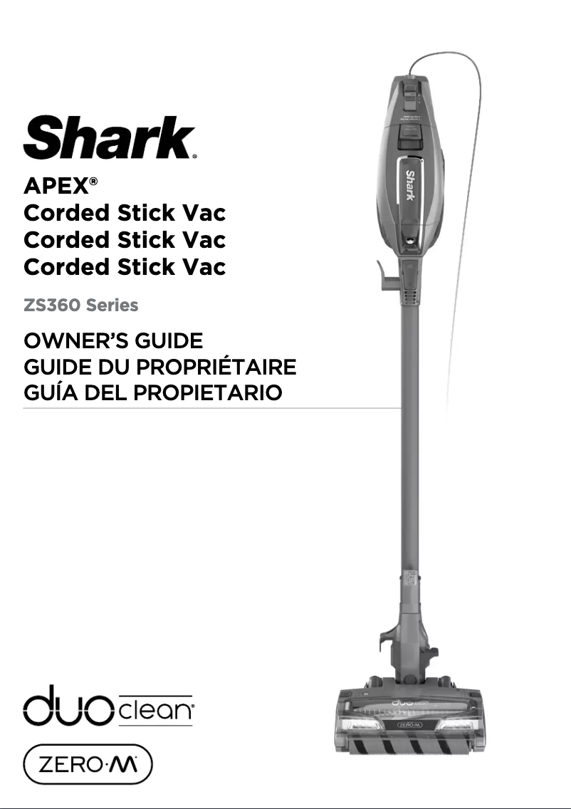 Page 1 de la notice Manuel utilisateur Shark APEX DuoClean ZS362