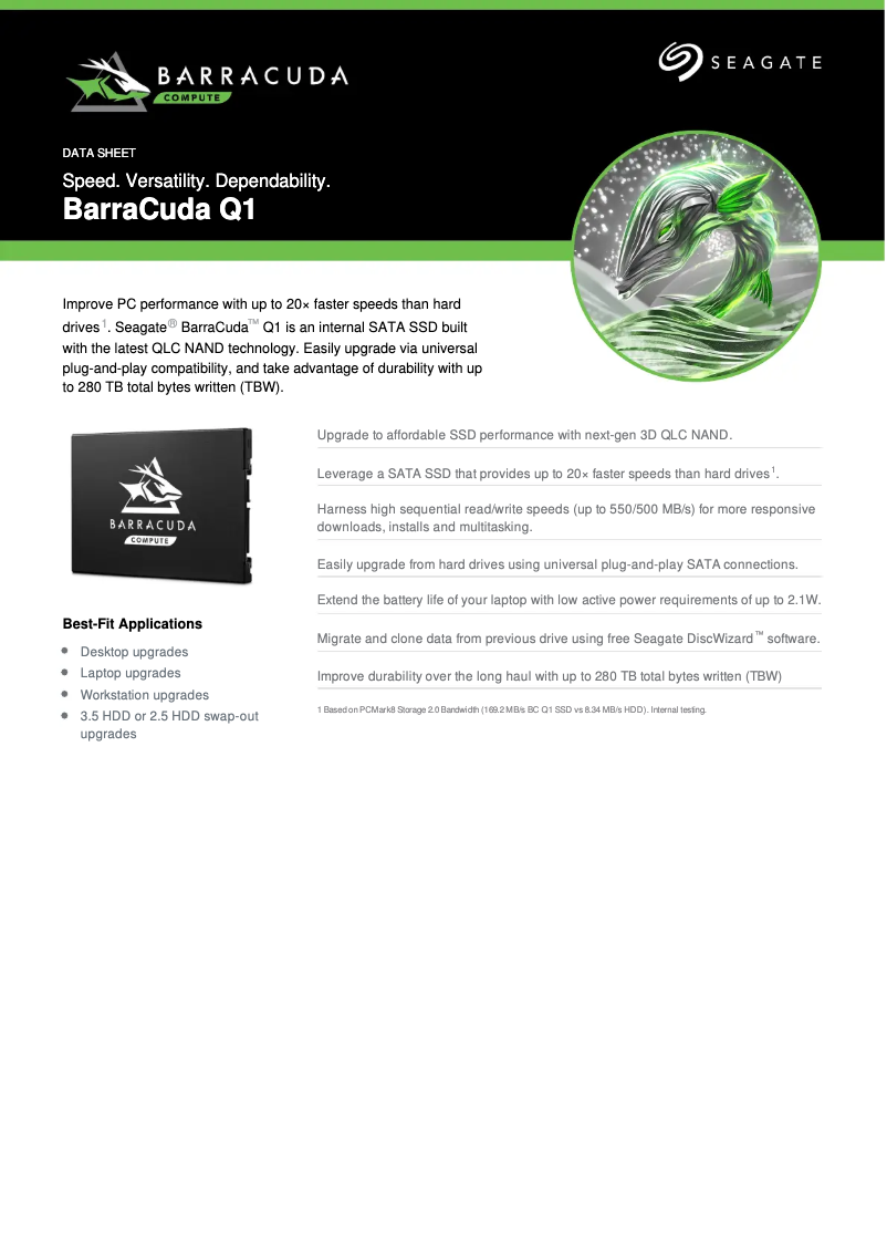 Page 1 de la notice Manuel utilisateur Seagate Barracuda Q1