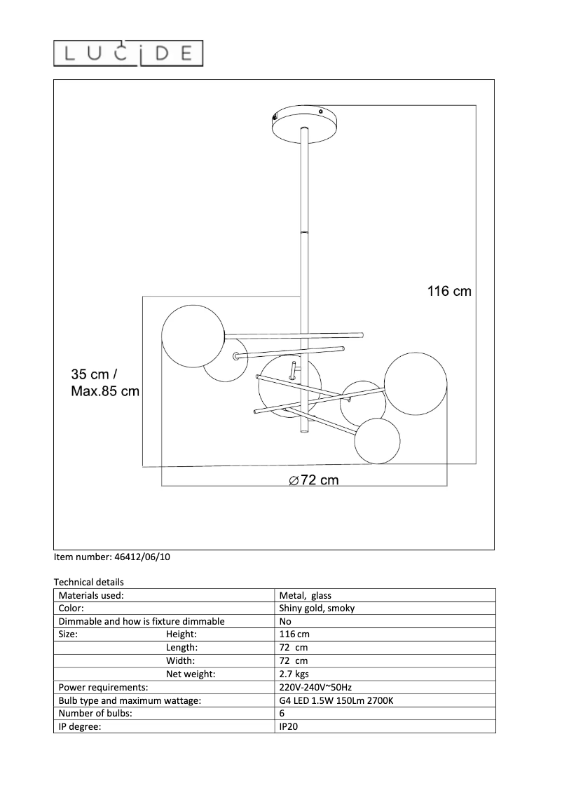 Page 1 de la notice Manuel utilisateur Lucide Alara