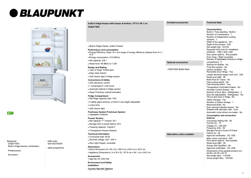 Imagen de la primera página del manual del dispositivo 5CB277SF0